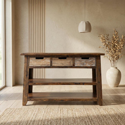Painted Sofa Table, Rustic Scandinavian Console Table for Living Room