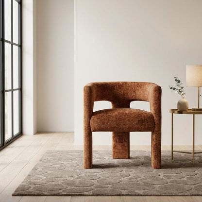 Jacquard Sculpture Accent Chair for Living Room or Bedroom, Rust
