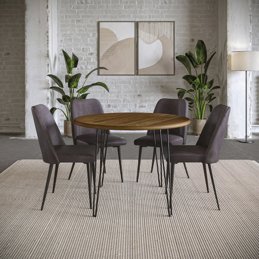 Maddox Mid-Century Modern Faux Leather Upholstered Dining Chair (Set of 2)