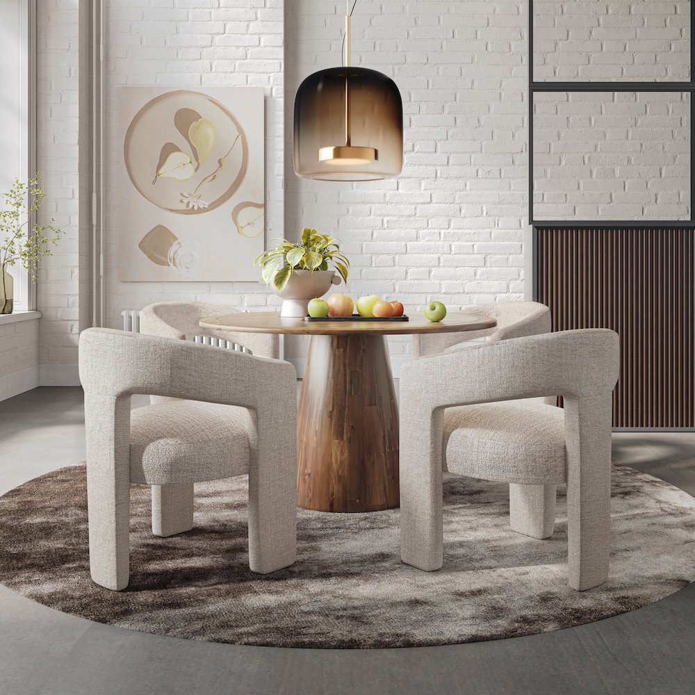 Gwen Luxury Mid-Century Modern Five Piece Dining Set with Upholstered Chairs