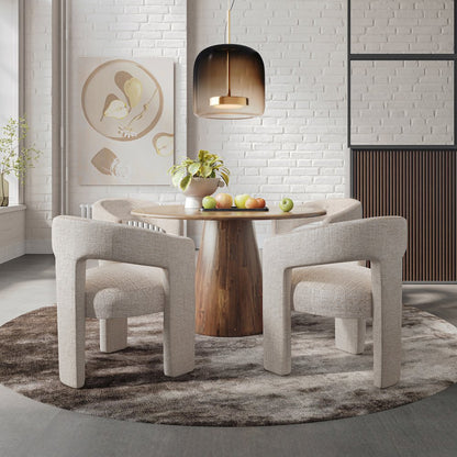 Gwen Luxury Mid-Century Modern Five Piece Dining Set with Upholstered Chairs