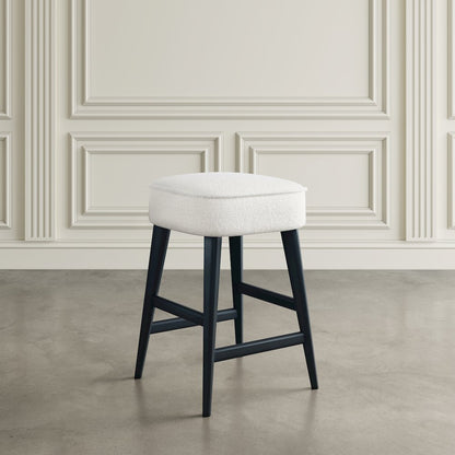 Wes Mid-Century Modern Boucle Upholstery Backless Counter Barstool (Set of 2)
