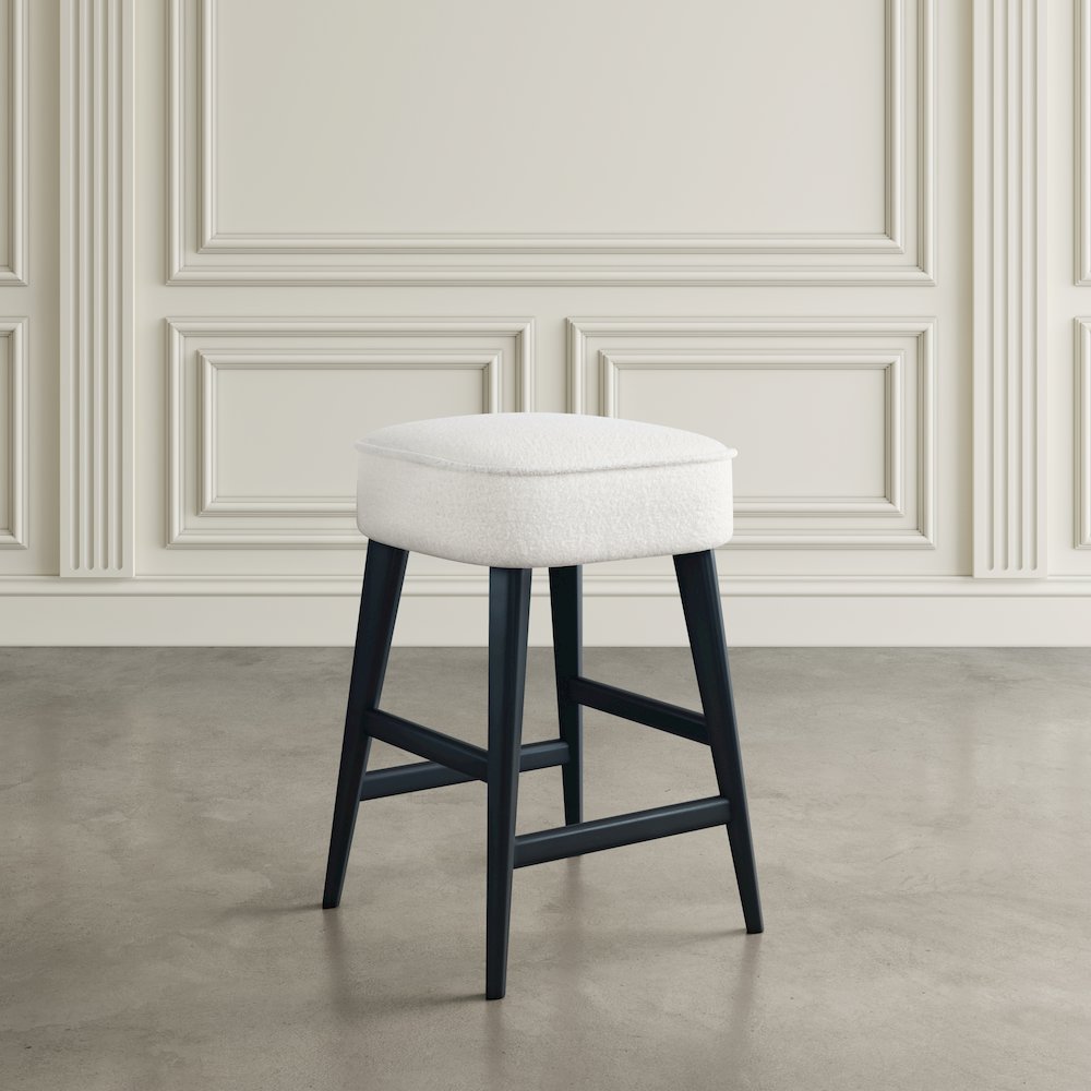 Wes Mid-Century Modern Boucle Upholstery Backless Counter Barstool (Set of 2)