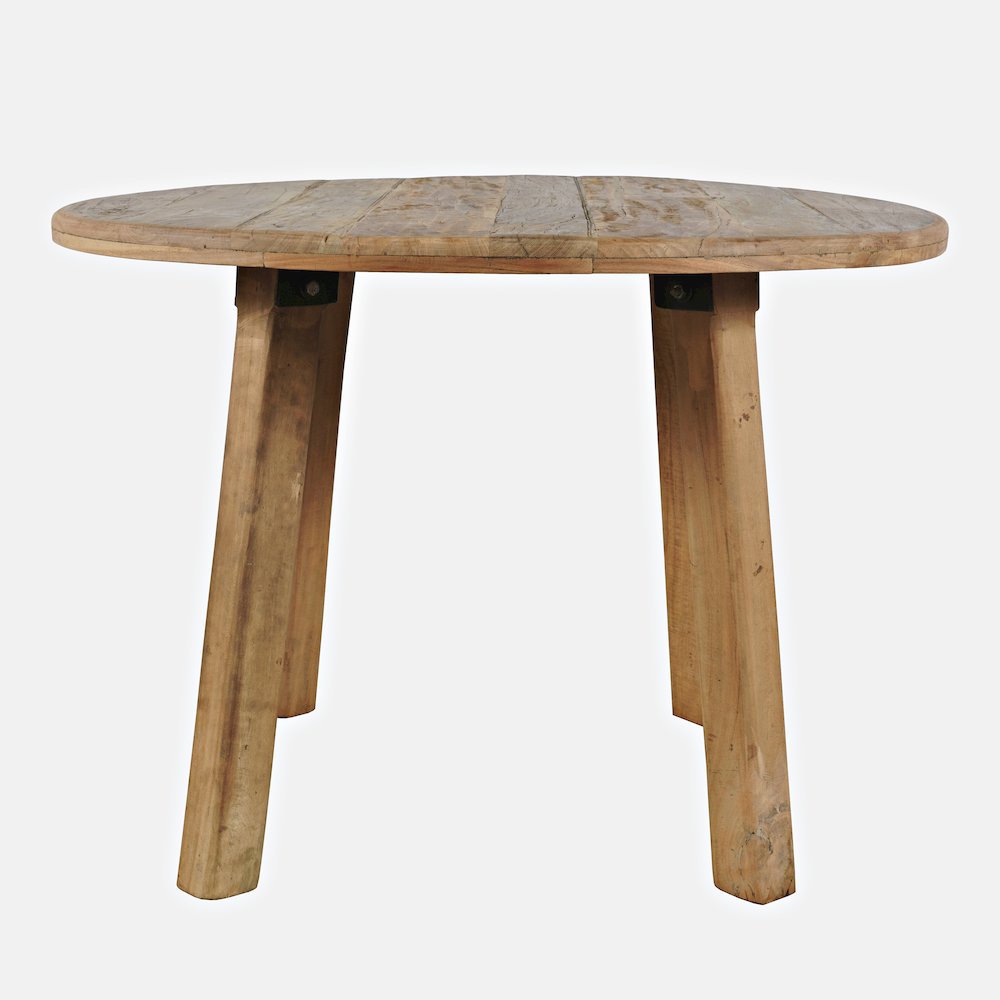 Five Piece Round Rustic Reclaimed Solid Wood Round Dining Set