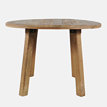 Five Piece Round Rustic Reclaimed Solid Wood Round Dining Set
