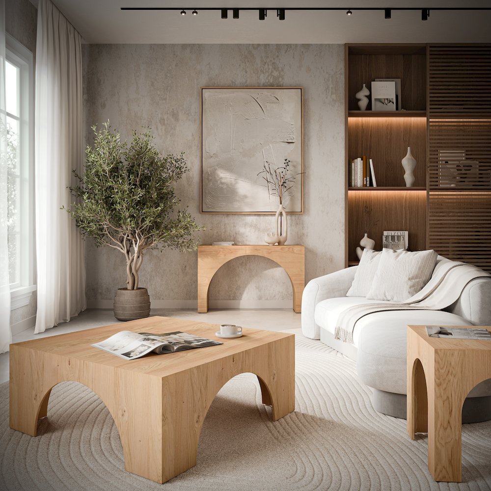 Archimedes 20" Arched Wood Square Modern Rustic End Table