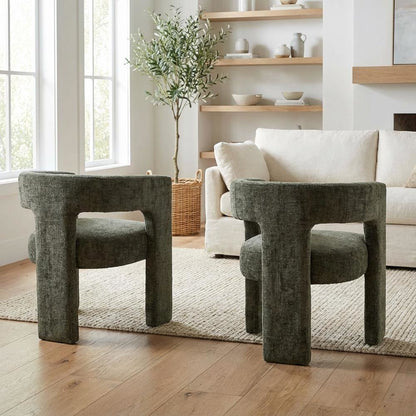 Gwen Modern Luxury Jacquard Fabric Sculpture Armchair - Set of 6