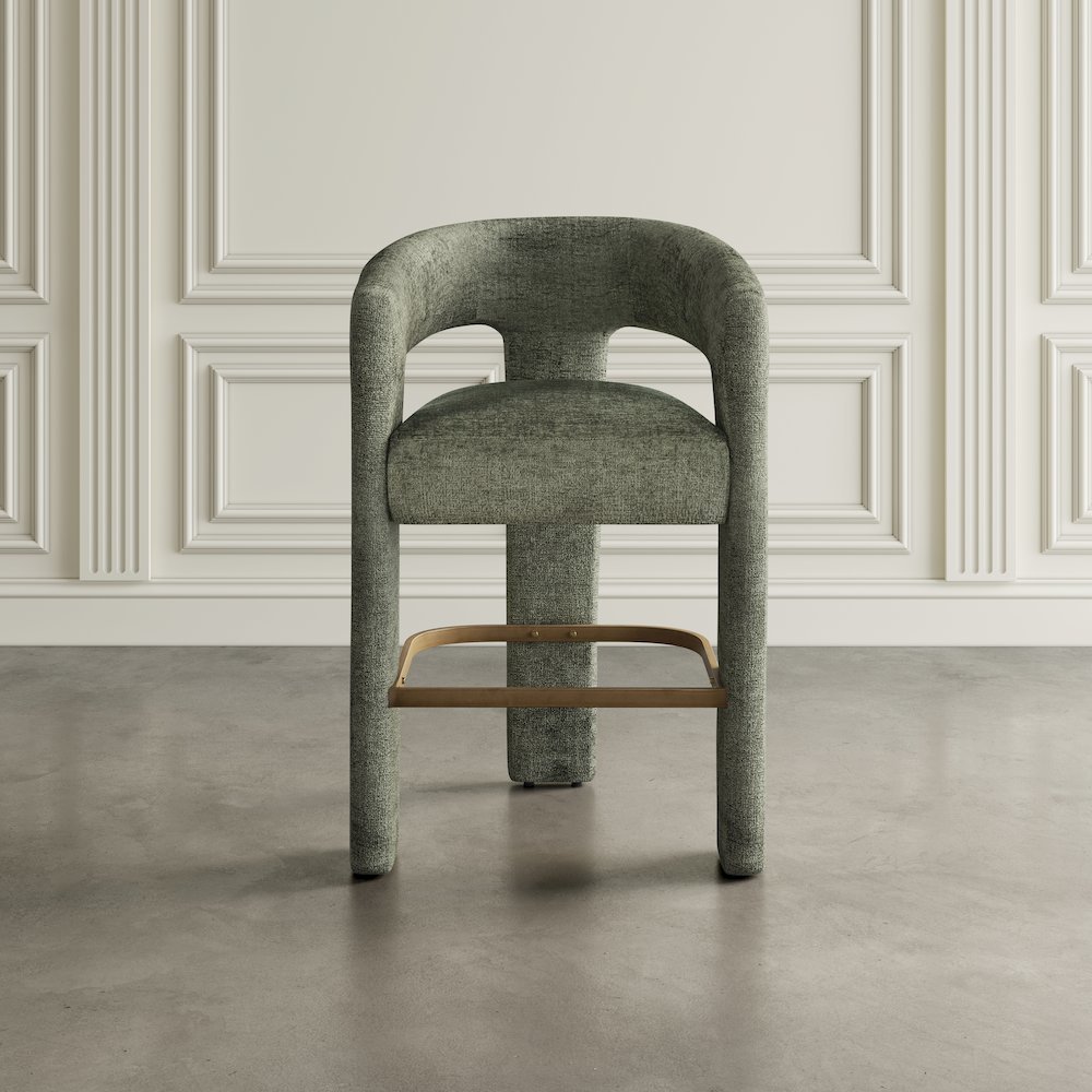 Gwen Modern Luxury Jacquard Fabric Sculpture Counter Stool - Set of 4