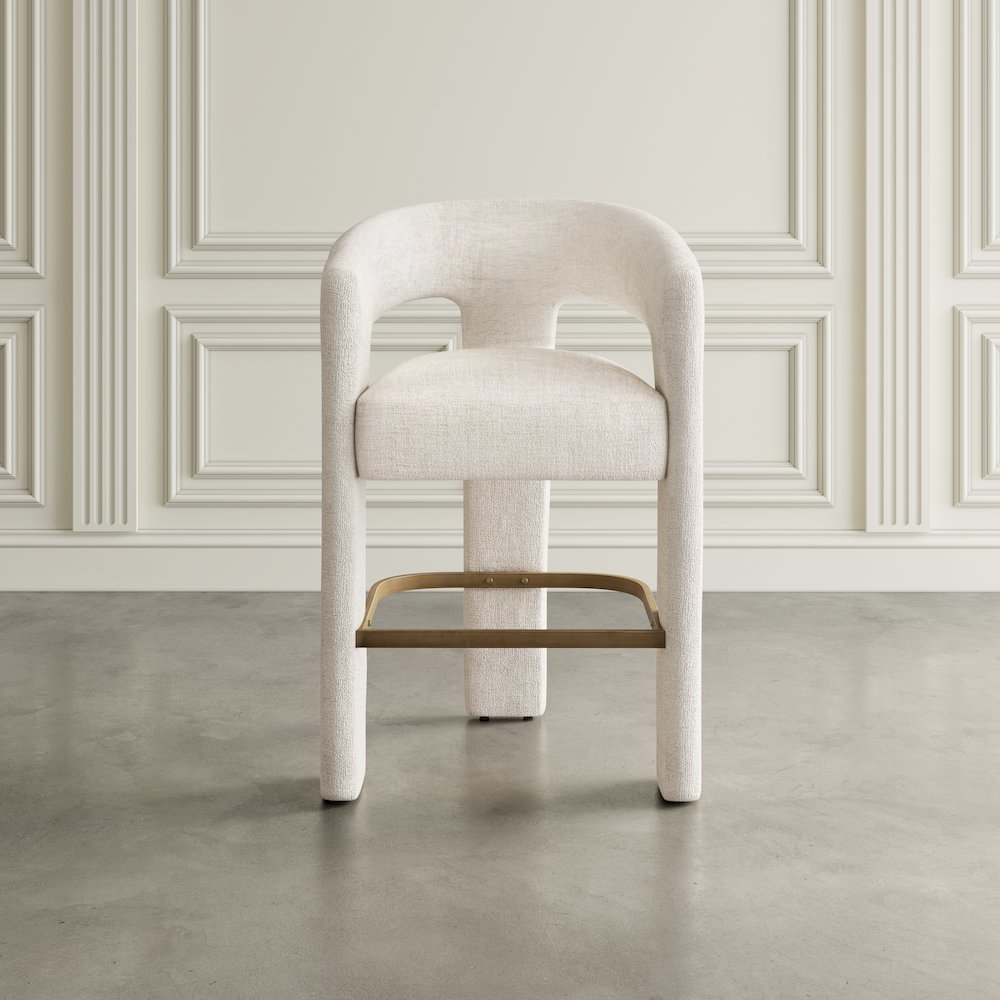 Gwen Modern Luxury Jacquard Fabric Sculpture Counter Stool - Set of 4