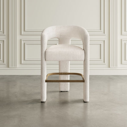 Gwen Modern Luxury Jacquard Fabric Sculpture Counter Stool - Set of 4