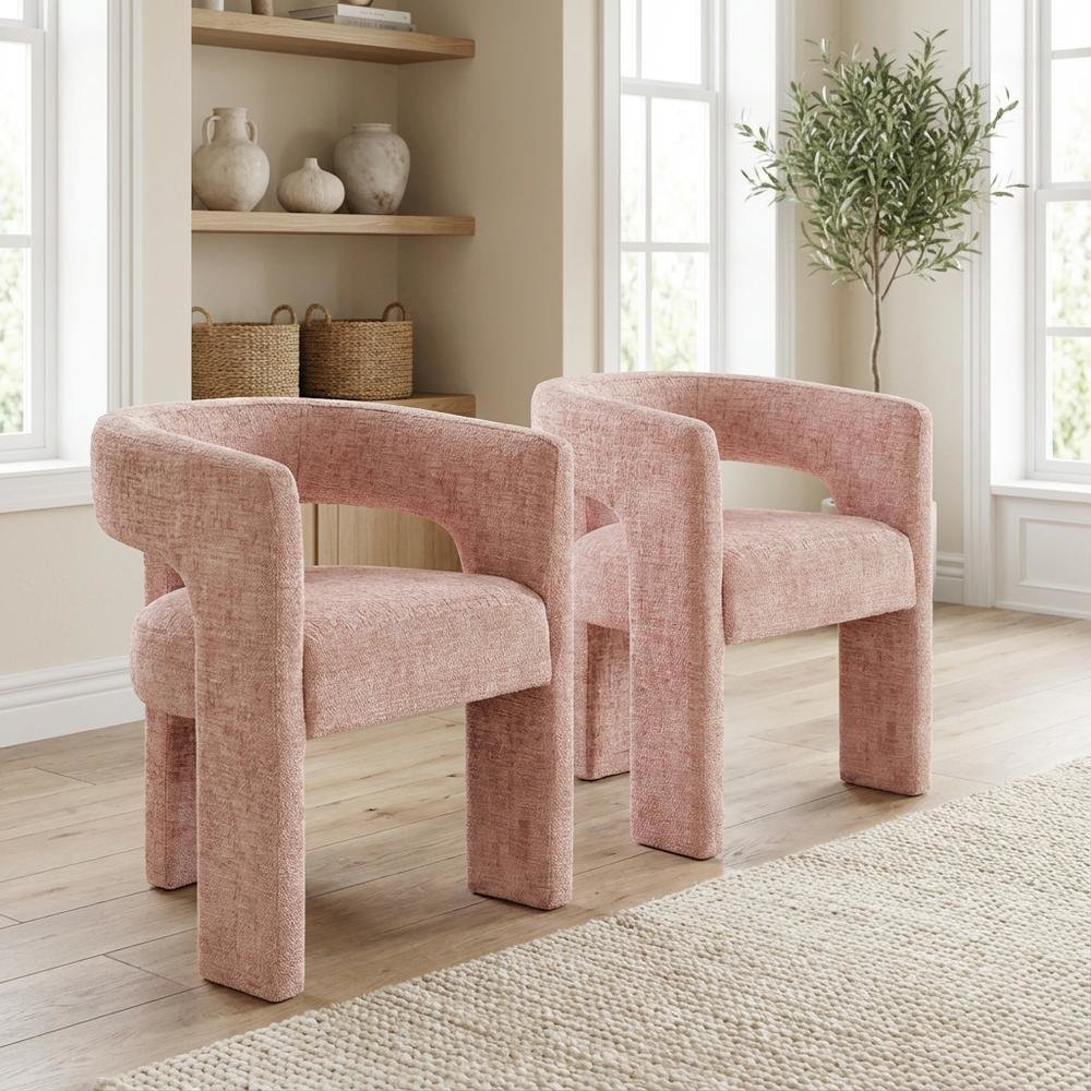 Gwen Modern Luxury Jacquard Fabric Sculpture Armchair - Set of 6