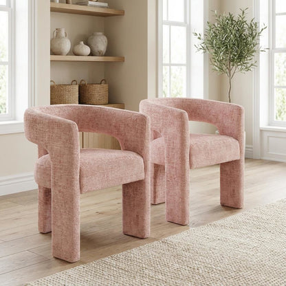 Gwen Modern Luxury Jacquard Fabric Sculpture Armchair - Set of 6