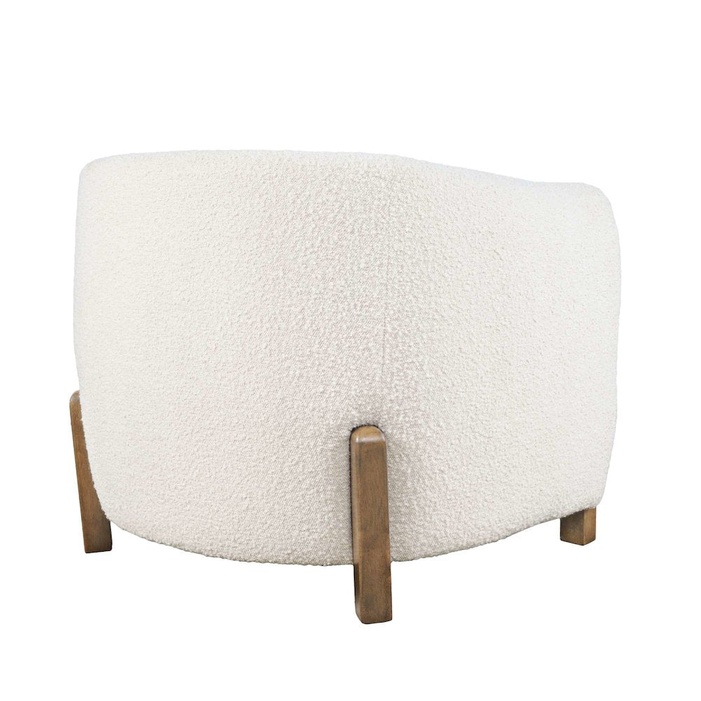 Finn Modern Textured Upholstered Barrel Accent Chair with Exposed Wood Frame