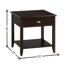 Brown Wooden End Table with Drawer - Bedside and Side Table for Chairs and Sofas