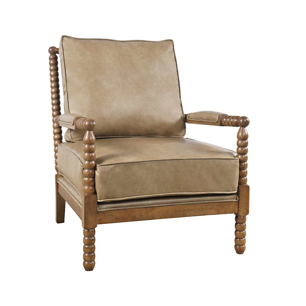 Ellsey Spindle Arm Faux Buff Leather Accent Chair