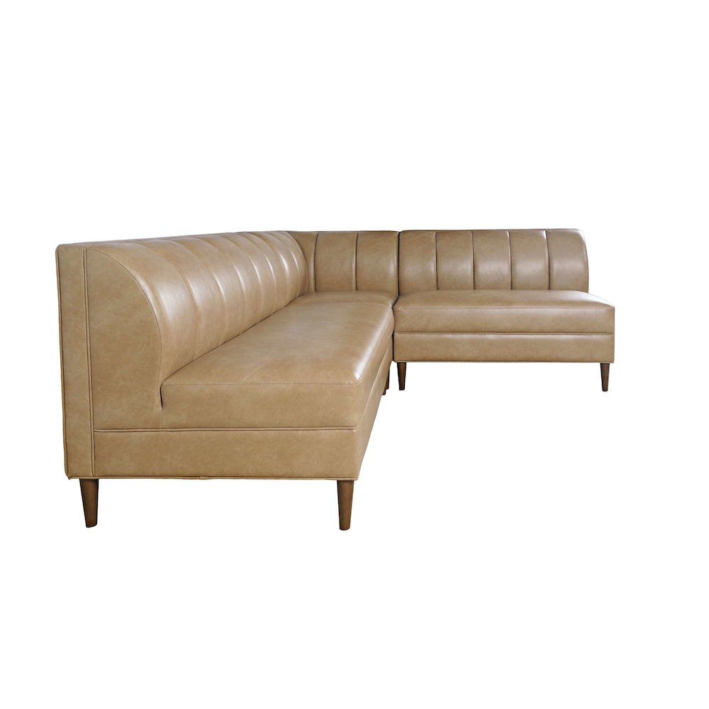 Ruston Modern Banquette Faux Leather Sectional with Five Seats and Corner Wedge