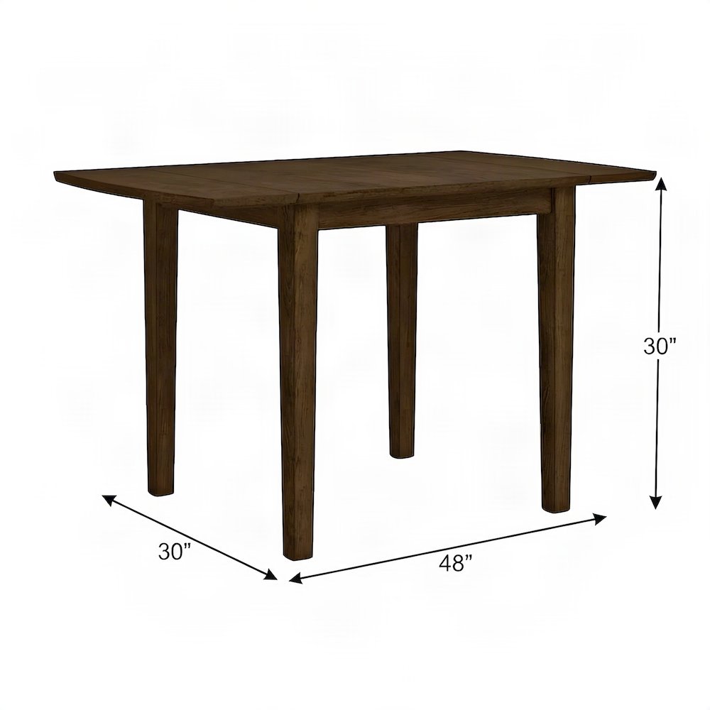 Acacia Veneer Drop-Leaf Kitchen and Dining Table, Traditional, Cherry Brown