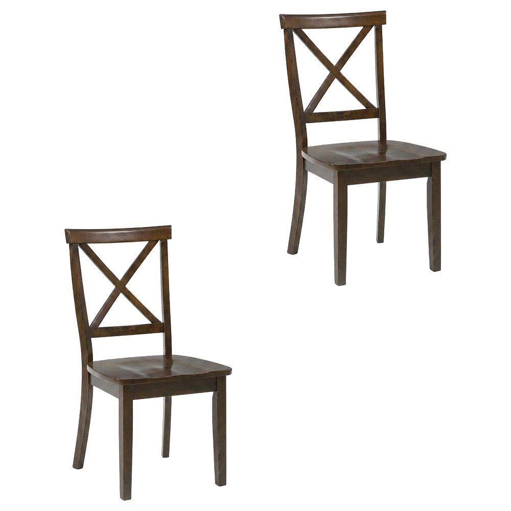 Acacia Veneer X-Back Wood Dining Chairs, Richmond Cherry, Set of 2