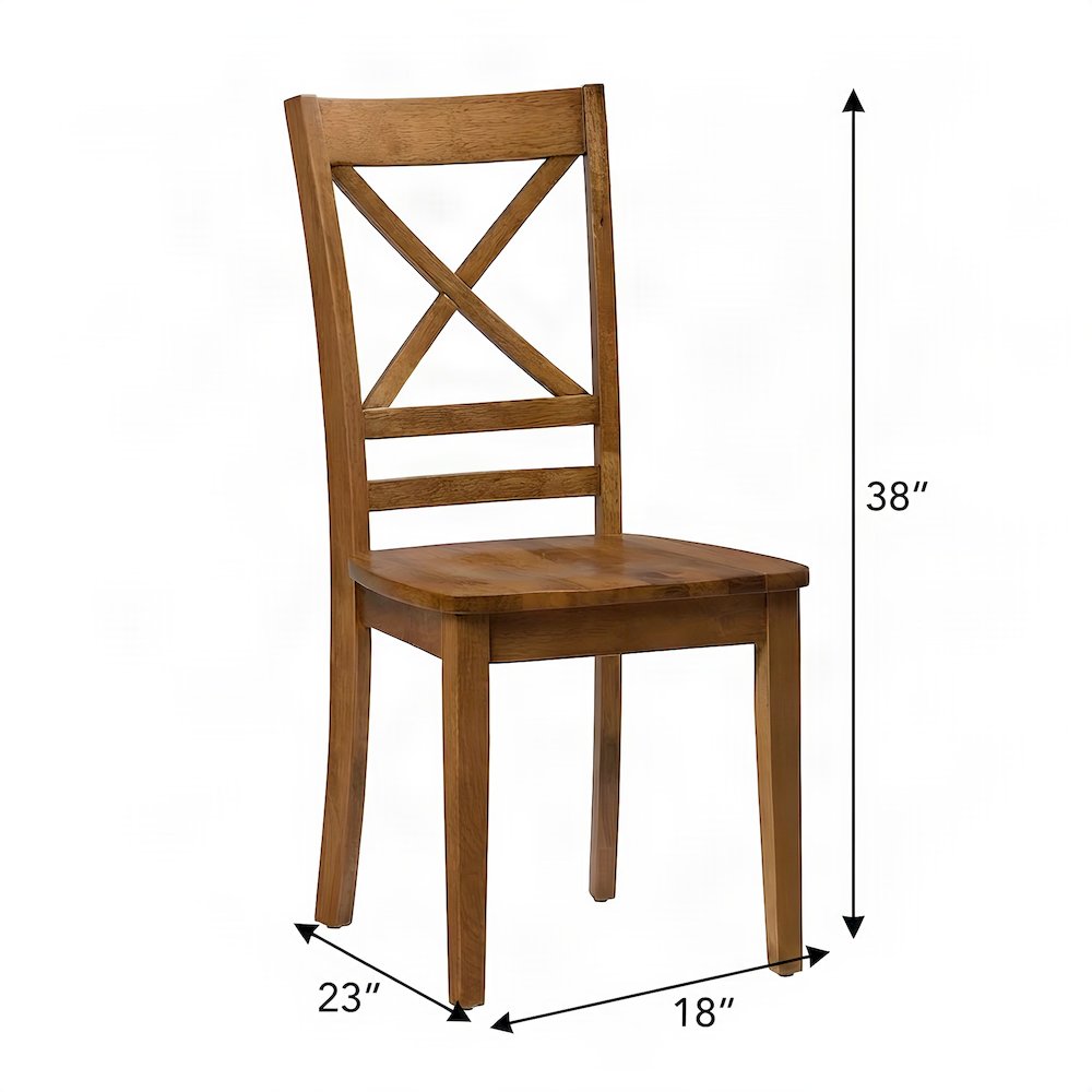 Acacia Solid Wood Cross-Back Kitchen Dining Chairs, Set of 2, Honey