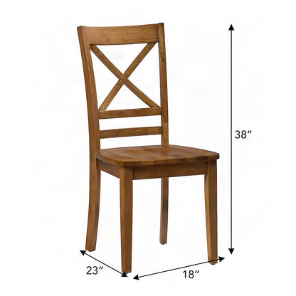 Acacia Solid Wood Cross-Back Kitchen Dining Chairs, Set of 2, Honey