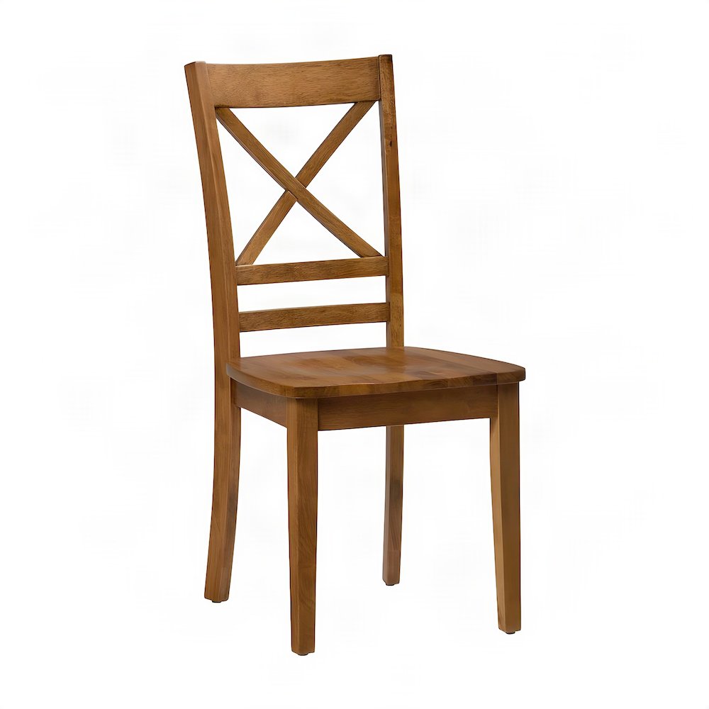Acacia Solid Wood Cross-Back Kitchen Dining Chairs, Set of 2, Honey