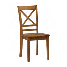 Acacia Solid Wood Cross-Back Kitchen Dining Chairs, Set of 2, Honey