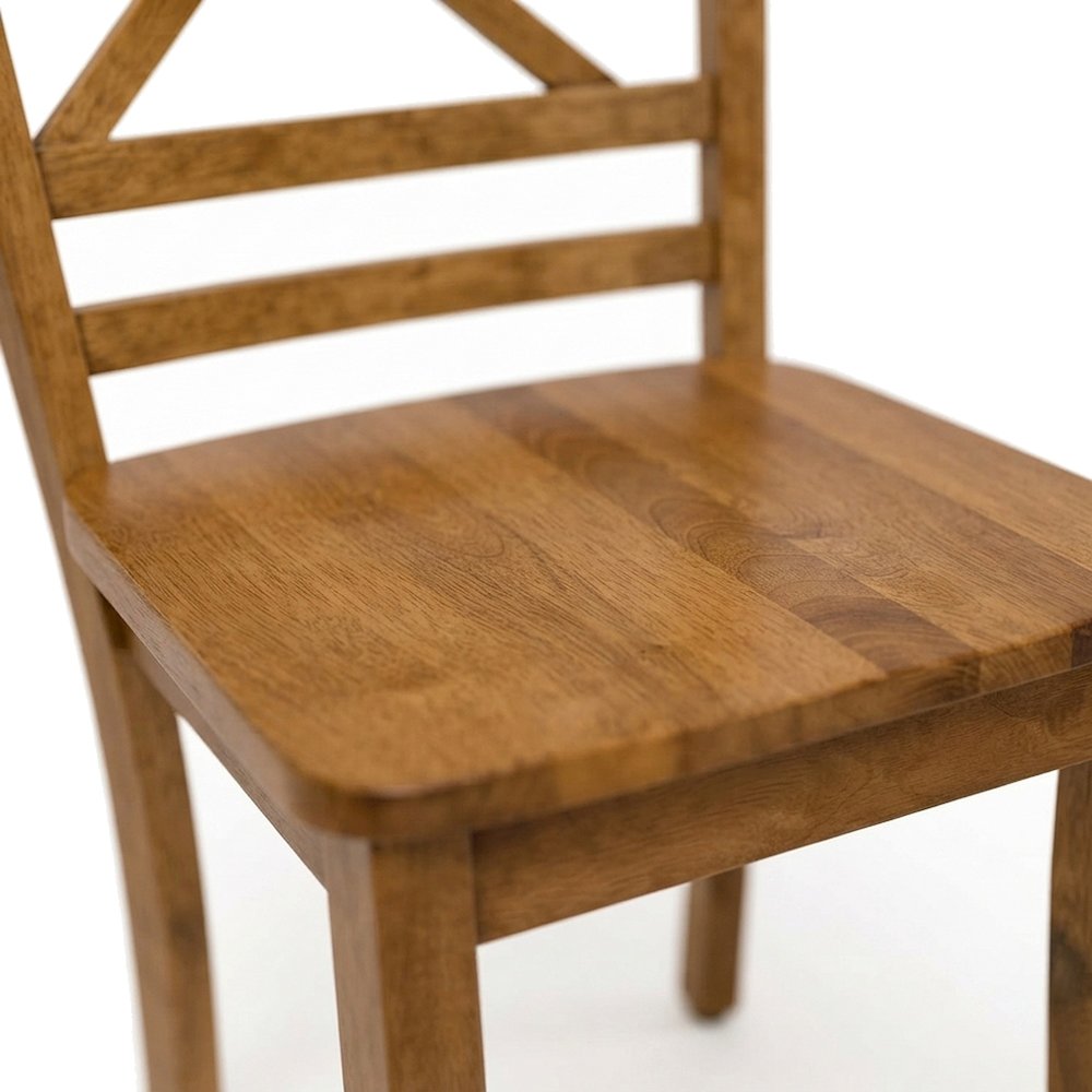 Acacia Solid Wood Cross-Back Kitchen Dining Chairs, Set of 2, Honey