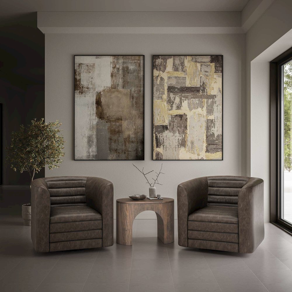 GT Channel Tufted Modern Barrel Accent Swivel Chair