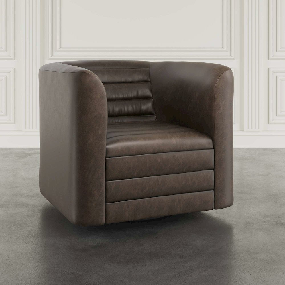 GT Channel Tufted Modern Barrel Accent Swivel Chair