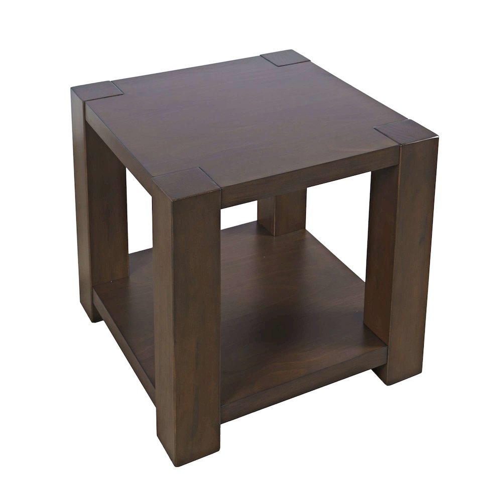 Brownstone 24" Transitional Modern Block-Frame Square End Table with Storage