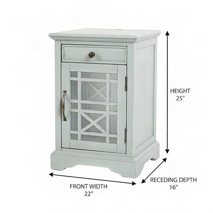 Acacia Veneer Nightstand with USB Charging, Drawer, and Door, Earl Grey