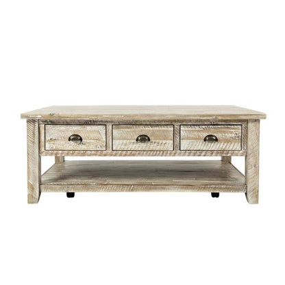 Rectangular Cocktail Table with Shelf, Modern Coffee Table for Living Room