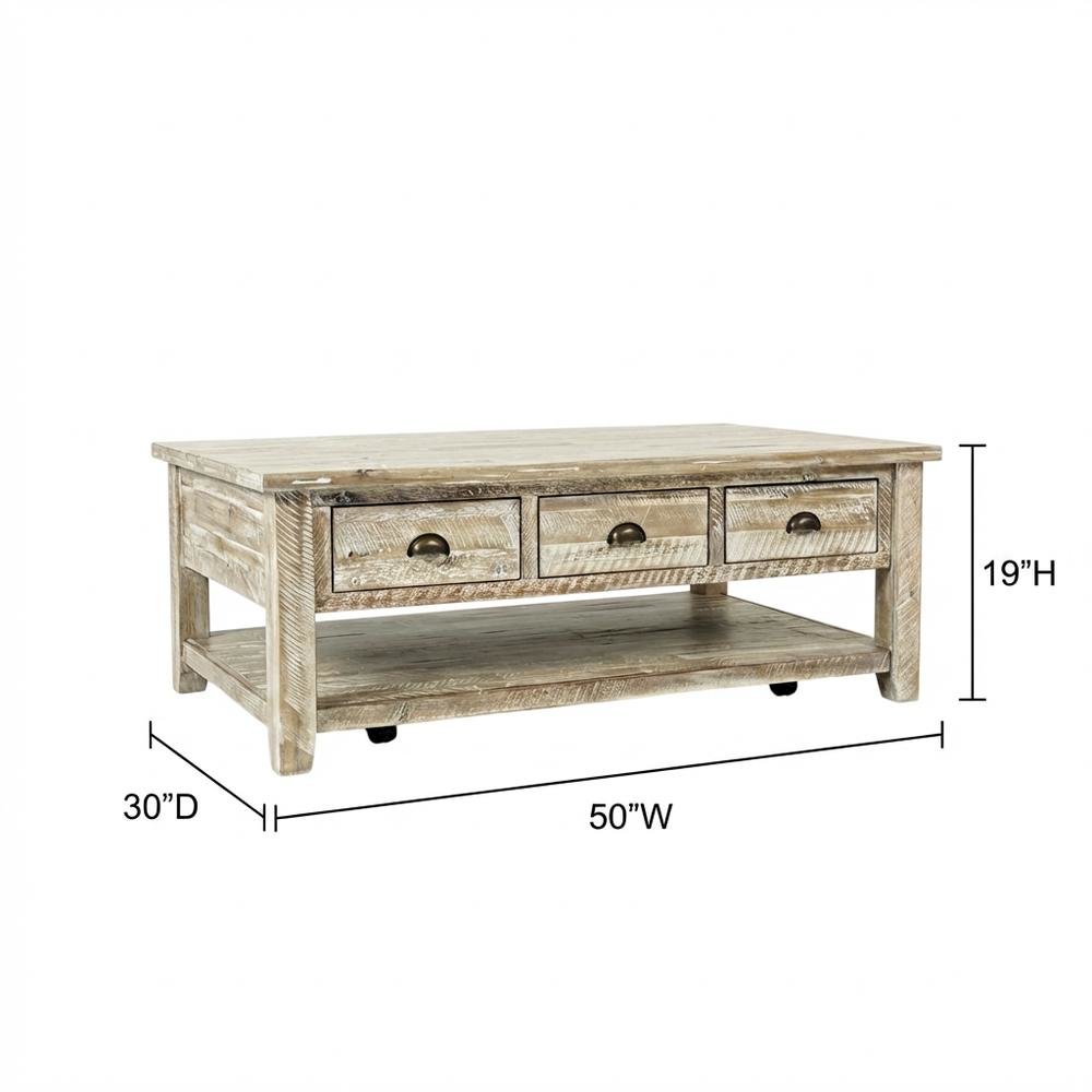 Rectangular Cocktail Table with Shelf, Modern Coffee Table for Living Room