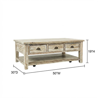 Rectangular Cocktail Table with Shelf, Modern Coffee Table for Living Room
