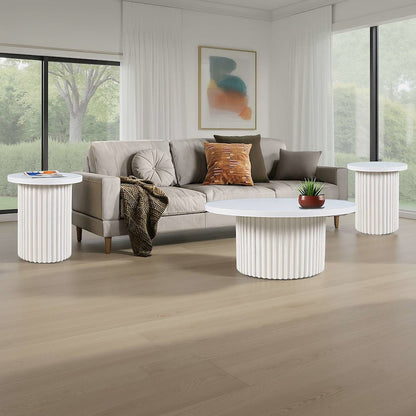 Auden Three Piece Mid-Century Modern Fluted Living Room Coffee and End Table Set