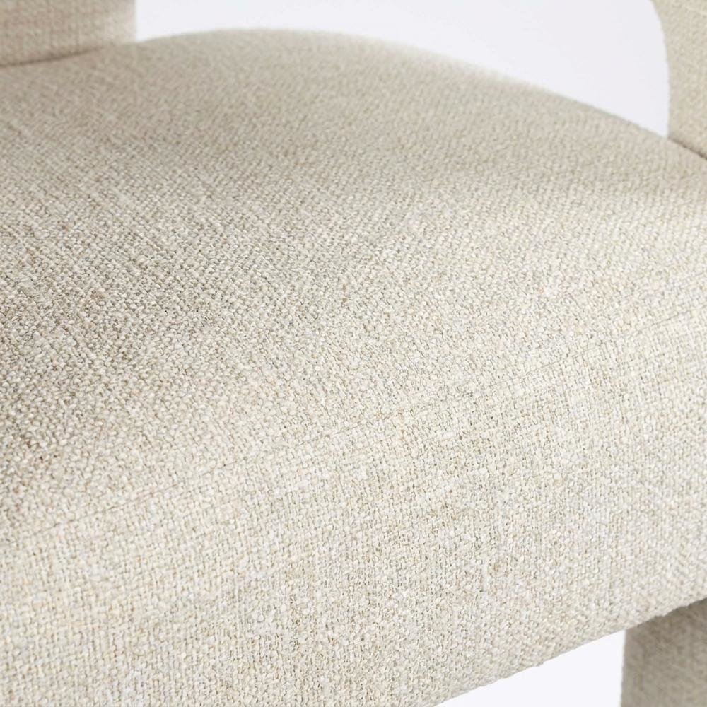 Modern Upholstered Counter Stool, Iron Frame, Natural, Set of 4