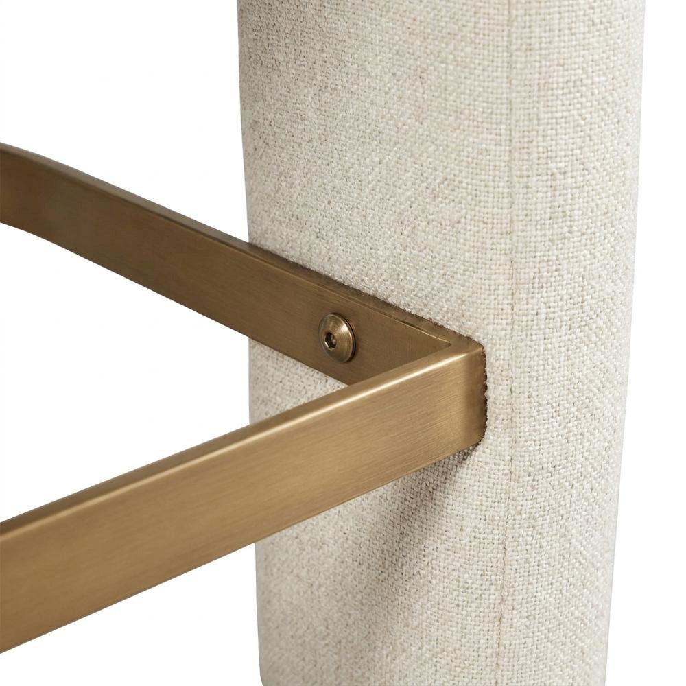 Modern Upholstered Counter Stool, Iron Frame, Natural, Set of 4