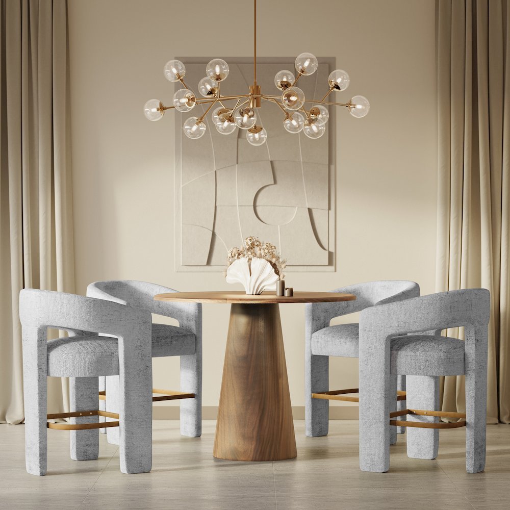 Gwen Modern Luxury Jacquard Fabric Sculpture Counter Stool - Set of 6
