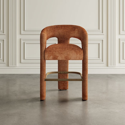 Gwen Modern Luxury Jacquard Fabric Sculpture Counter Stool - Set of 6
