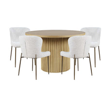 Auden Five Piece Mid-Century Modern Dining Set, Performance Upholstered Chairs
