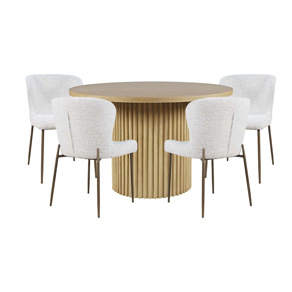 Auden Five Piece Mid-Century Modern Dining Set, Performance Upholstered Chairs
