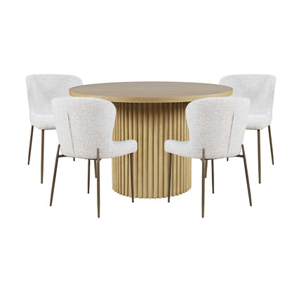 Auden Five Piece Mid-Century Modern Dining Set, Performance Upholstered Chairs