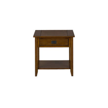 Oak Brown Wooden End Table with Drawer, Bedside and Side Table Bedroom