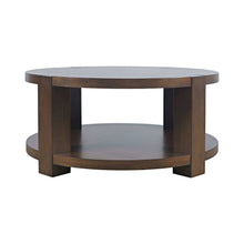 Brownstone 40" Round Transitional Modern Block-Frame Coffee Table with Wheels