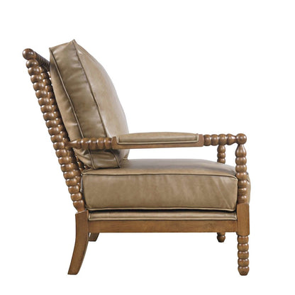 Ellsey Spindle Arm Faux Buff Leather Accent Chair