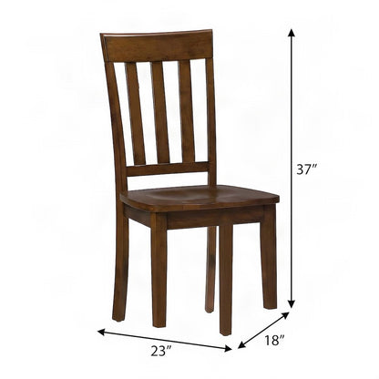 Solid Acacia Wood Classic Slat-Back Kitchen Dining Chairs, Set of 2, Caramel
