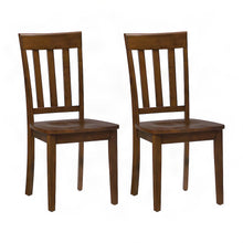 Solid Acacia Wood Classic Slat-Back Kitchen Dining Chairs, Set of 2, Caramel