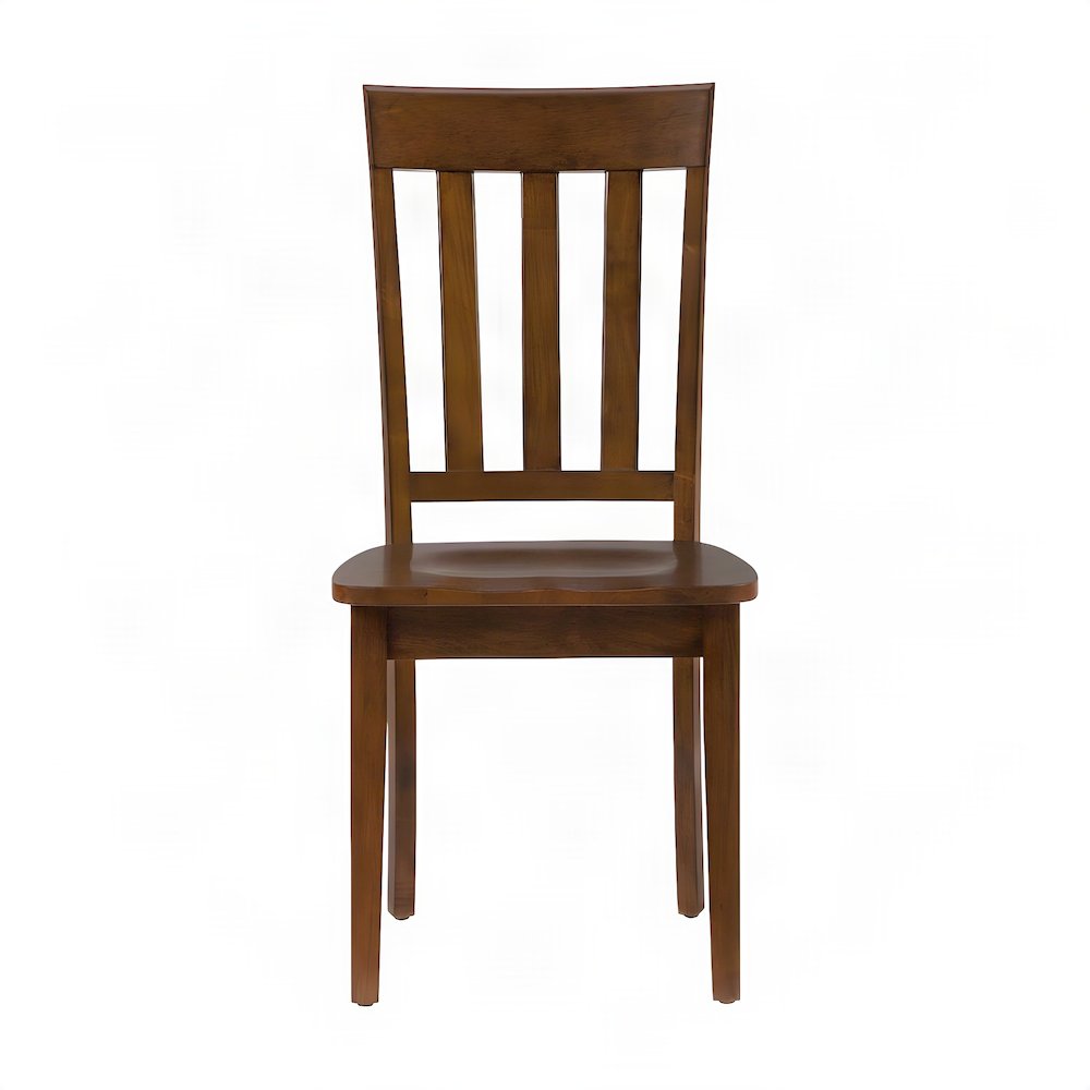 Solid Acacia Wood Classic Slat-Back Kitchen Dining Chairs, Set of 2, Caramel
