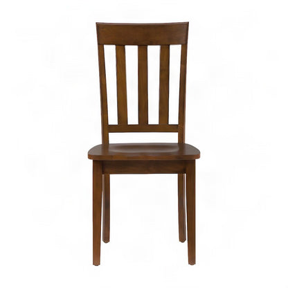 Solid Acacia Wood Classic Slat-Back Kitchen Dining Chairs, Set of 2, Caramel