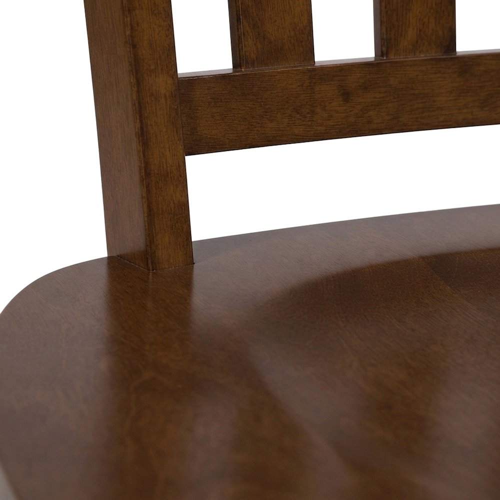 Solid Acacia Wood Classic Slat-Back Kitchen Dining Chairs, Set of 2, Caramel